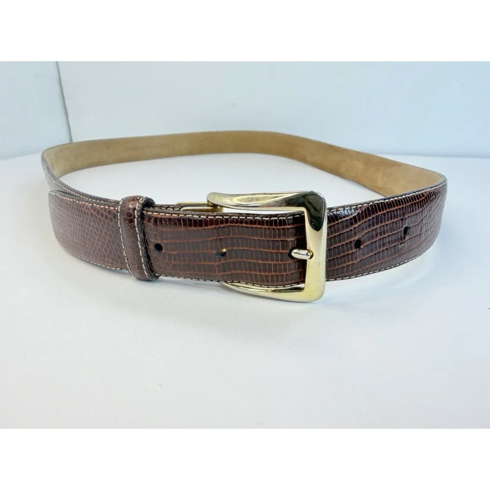 Saks Fifth Avenue Genuine Lizard Leather Belt 1 Inches Wide Vintage Size 40